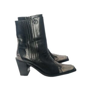 Bronx Ankle Boots Women's Size 38 Python Print Black Brown Leather Retail $220